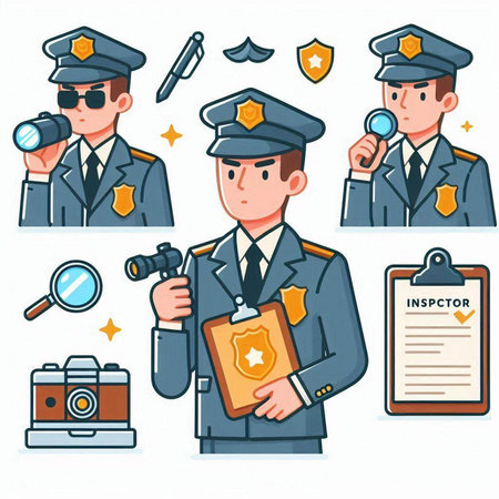 Policeman icons set. Cartoon illustration of policeman vector icons set for web designのイラスト素材