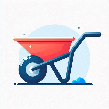 Garden wheelbarrow icon. Vector illustration. Flat design.のイラスト素材
