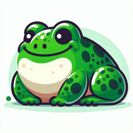 Green frog on a white background. Vector illustration of a cartoon frog.のイラスト素材