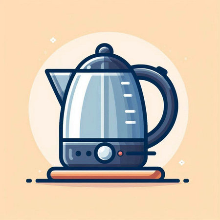 Electric kettle icon in flat style. Vector illustration for web design.のイラスト素材
