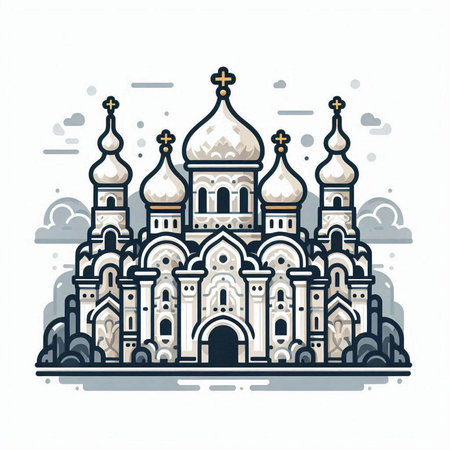 Orthodox church in the style of flat design. Vector illustration.のイラスト素材