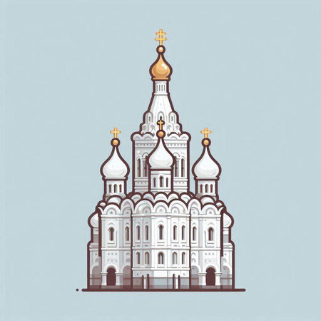 Church of the Intercession of the Blessed Virgin Mary in Moscow, Russiaのイラスト素材