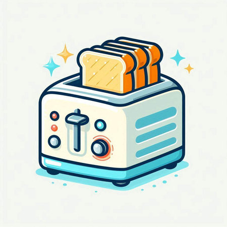Toaster with bread. Vector illustration in doodle style.のイラスト素材