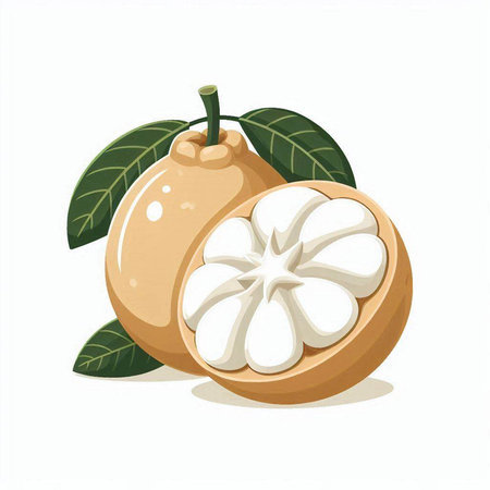 Sapodilla fruit isolated on white background. Vector illustration.のイラスト素材