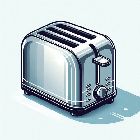 Illustration of a toaster in retro style on white background.のイラスト素材