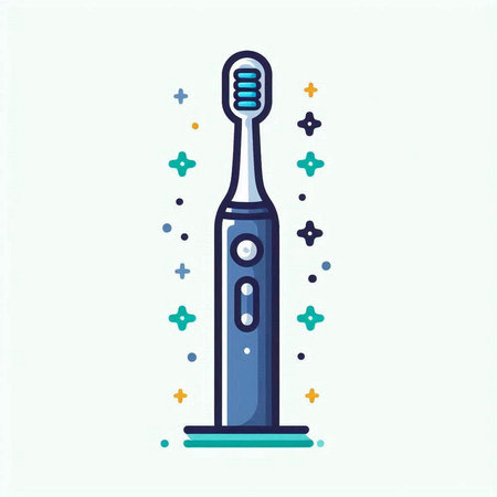 Electric toothbrush. Colorful icon. Vector illustration in flat style.のイラスト素材