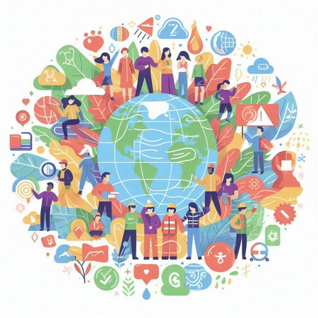 People around the world. Concept of global communication. Vector illustration.のイラスト素材
