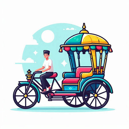Tuk tuk, traditional indian rickshaw, vector illustrationのイラスト素材