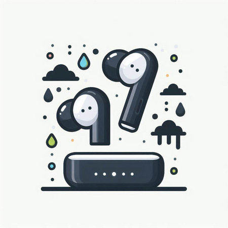 Wireless headphones in flat style. Vector illustration for your design.のイラスト素材