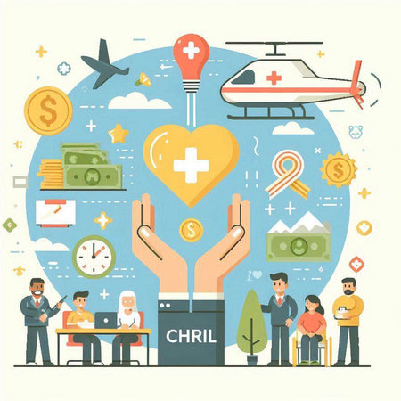 Flat design modern vector illustration concept of healthcare and medical care.のイラスト素材