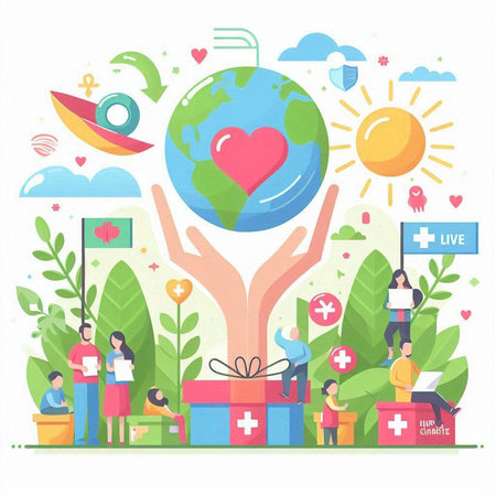 Flat design concept of World Health Day. Vector Illustration.のイラスト素材