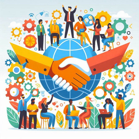 Handshake business people. Teamwork and partnership concept. Vector illustrationのイラスト素材