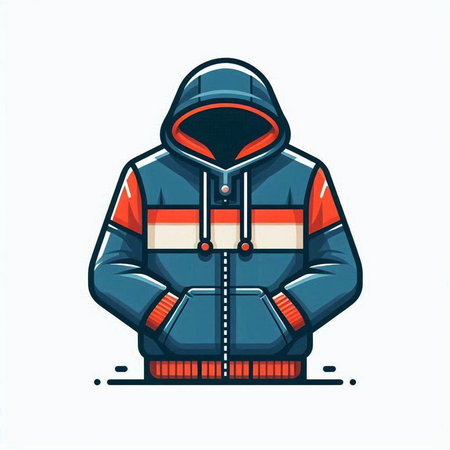 Vector illustration of a winter jacket, isolated on a white background.のイラスト素材