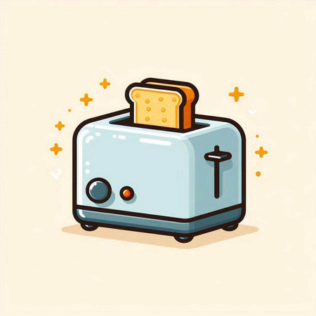 Toaster with toasted bread. Vector illustration in cartoon style.のイラスト素材