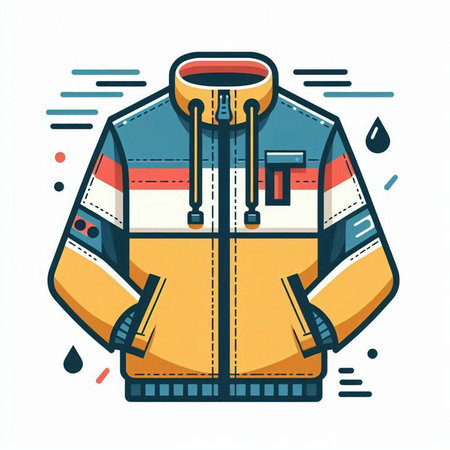 Vector illustration of winter jacket. Line art design for web, site, advertising, banner, poster and print.のイラスト素材