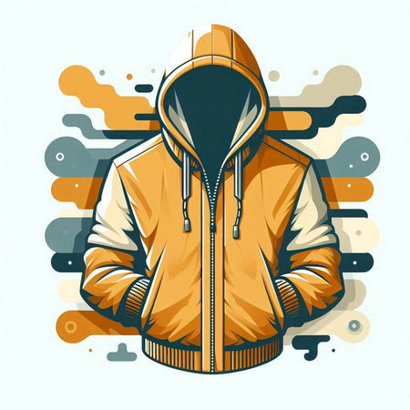Vector illustration of a hooded jacket on a grunge background.のイラスト素材