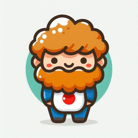 Cute bearded man cartoon character. Vector flat design cartoon illustration.のイラスト素材