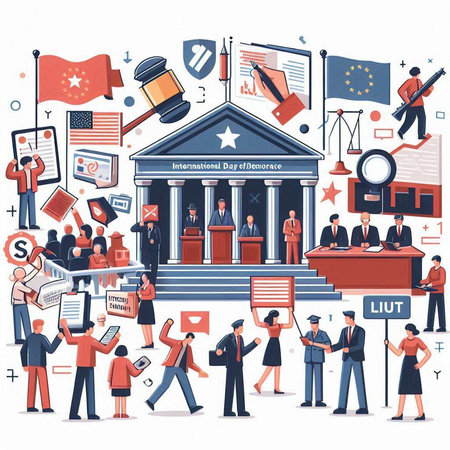 Law and justice concept. Lawyer, judge, auctioneer, jurist, judge, court judge, jury, auctioneer, judge, judge, auctioneer, judge, auctioneer. Vector illustrationのイラスト素材