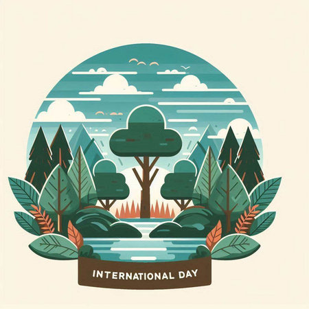 International Day of Forests. Vector illustration in flat design style.のイラスト素材