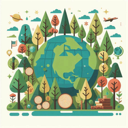 Ecology concept. Save the planet. Vector illustration in flat styleのイラスト素材