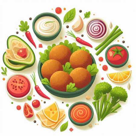 Vegetarian food vector illustration. Vegetarian food. Healthy eating.のイラスト素材