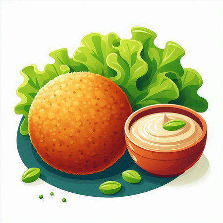 Illustration of a bowl of mayonnaise, lettuce and cheeseのイラスト素材