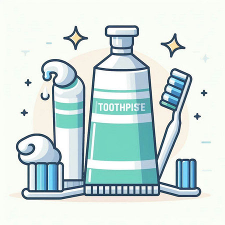 Toothpaste and toothbrush. Vector illustration in flat style.のイラスト素材