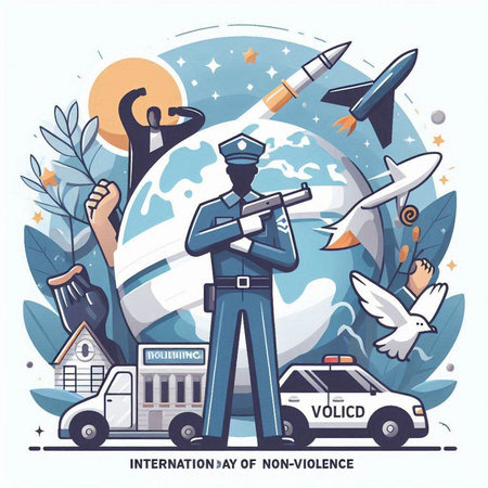 Vector illustration of a police officer on the background of the world.のイラスト素材