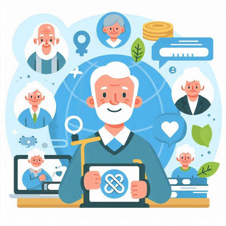 Elderly people in flat design. Elderly people concept. Vector illustrationのイラスト素材