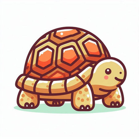 Cute cartoon turtle isolated on white background. Vector illustration in a flat style.のイラスト素材