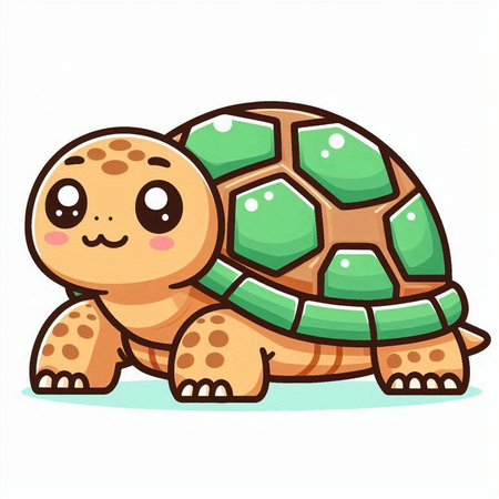 Cute cartoon turtle isolated on a white background. Vector illustration.のイラスト素材