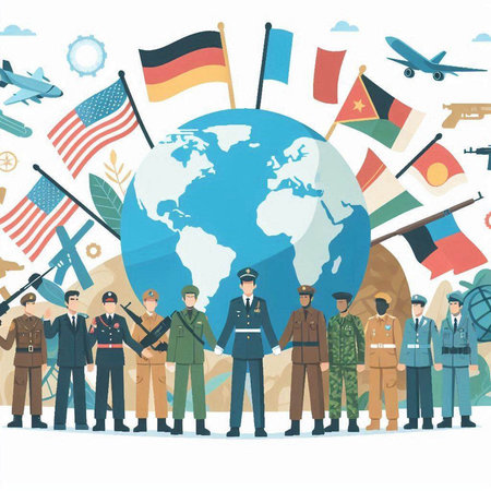 Vector illustration of a group of people on the background of the world.のイラスト素材