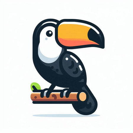 Cute cartoon toucan isolated on white background. Vector illustration.のイラスト素材
