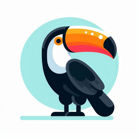 Toucan vector illustration in flat style. Isolated on white background.のイラスト素材