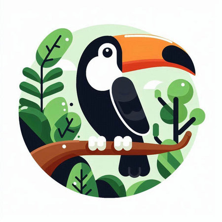 Toucan on a branch in the forest. Vector illustration.のイラスト素材