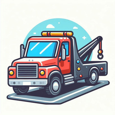 Tow truck. Vector illustration of a tow truck on a white background.のイラスト素材