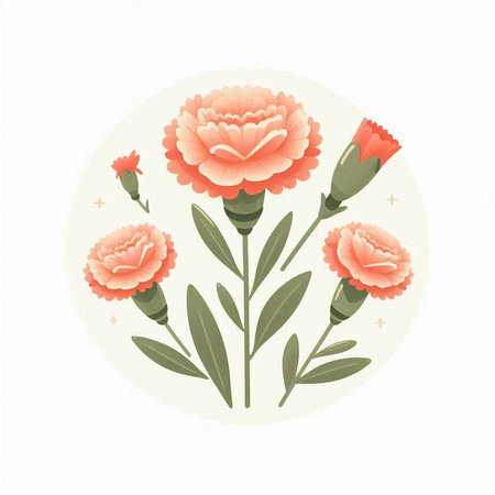 Carnation flower vector illustration. Floral design element for greeting cards, wedding invitations, save the date cards.のイラスト素材