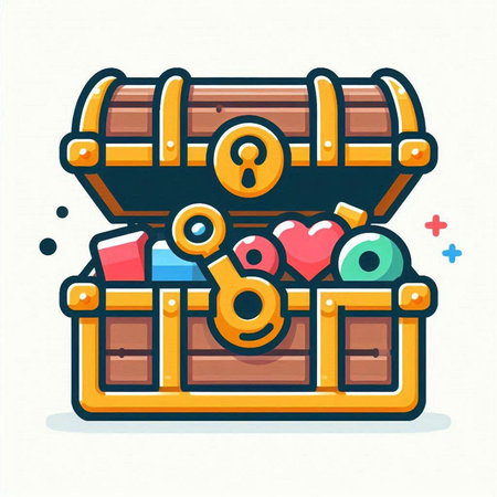 Treasure chest icon. Cartoon illustration of treasure chest vector icon for web designのイラスト素材