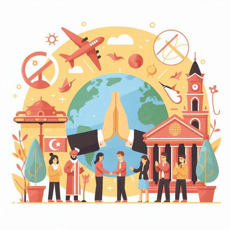 International day of peace concept. Vector illustration in flat cartoon style.のイラスト素材