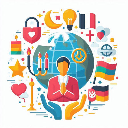 Vector illustration of global communication and networking. Flat design concept for web banner, website page, print material.のイラスト素材