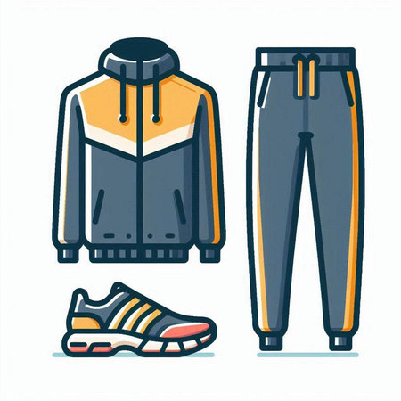 Set of sport clothes. Vector illustration in doodle style.のイラスト素材