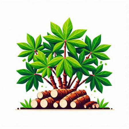 Coconut tree with leaves isolated on white background. Vector illustration.のイラスト素材