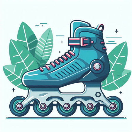 Roller skates on a white background. Vector illustration in flat style.のイラスト素材