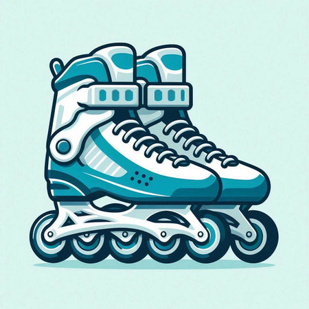 Roller skates isolated on light blue background, vector illustration.のイラスト素材