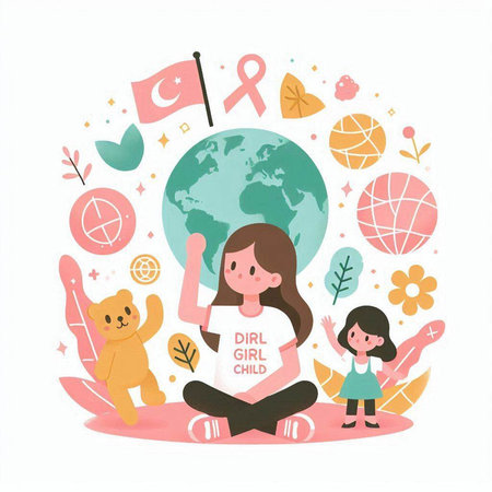 Vector illustration of a girl doing yoga in front of a world globeのイラスト素材