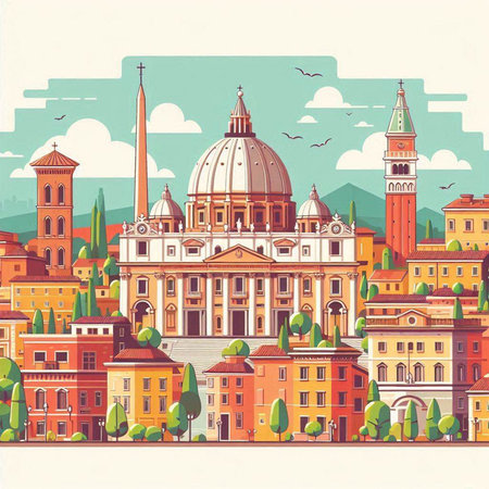 Cityscape of Venice, Italy. Vector illustration in retro style.のイラスト素材