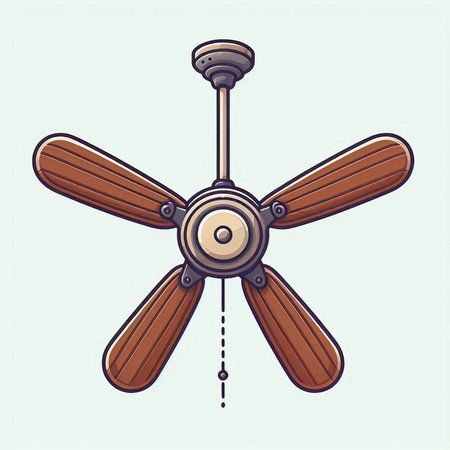 Ceiling fan isolated on white background. Vector illustration in retro style.のイラスト素材