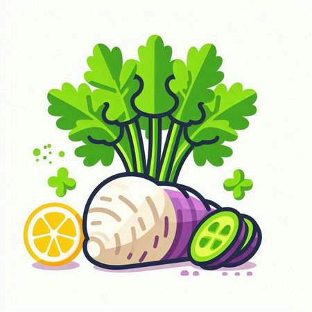Illustration of carrot, lemon and parsley. Vector illustration.のイラスト素材
