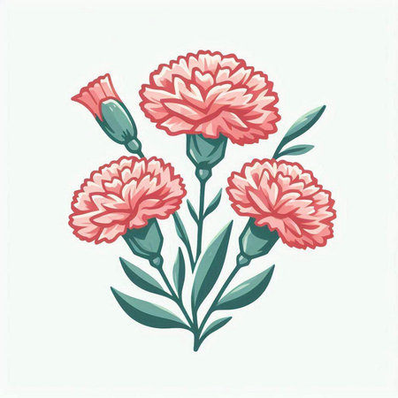 Carnation. Vector illustration. Isolated on white background.のイラスト素材