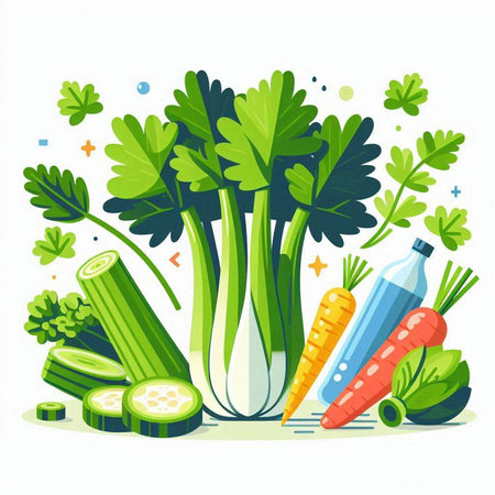 Vector illustration of fresh vegetables. Healthy food concept. Vegetarian food.のイラスト素材